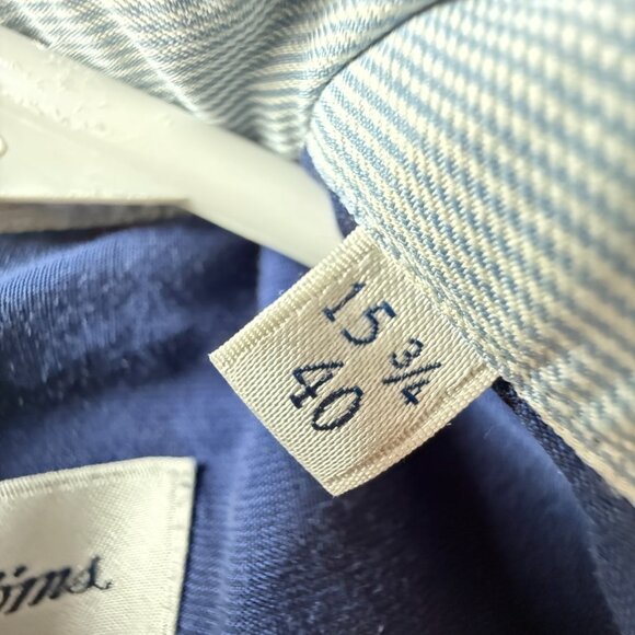 Stenstroms Cotton Slimline Romania 15.75 Blue Mens Shirt Button Up Solid Spread - Picture 12 of 15